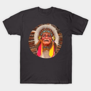 A deep looks at an Indian looking into the distance. T-Shirt